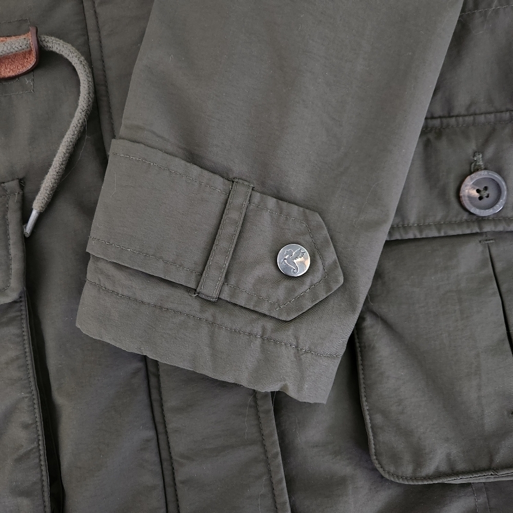 PUFFA Olive Green Faux-Fur Trim Parka Coat small - Picture 7 of 16